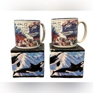 Sea World Mug Cup Coffee Tea Dolphin Gotschalk New Vintage Souvenir Set 2 Box